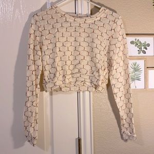Honeycomb pattern long sleeve crop top!!